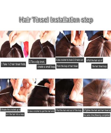 12 Colors Hair Tinsel Kit - 44 Inches Sparkling Fairy Hair Extensions with Tool - 2400+ Strands Glitter Shiny Hair Glitter - Buy Online on GoSupps.com