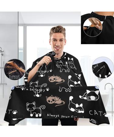 Visesunny Funny Cat Footprint Barber Cape | Water-Resistant Hair Cutting Apron | Anti-Static Hairdressing Cape for Salons | Multi-Use Beard Shaving Bib - Buy Online on GoSupps.com