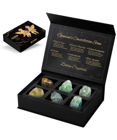 Aovila twins crystals zodiac sign zodiac sign medicinal crystals birth stones with horoscope box set astrology
