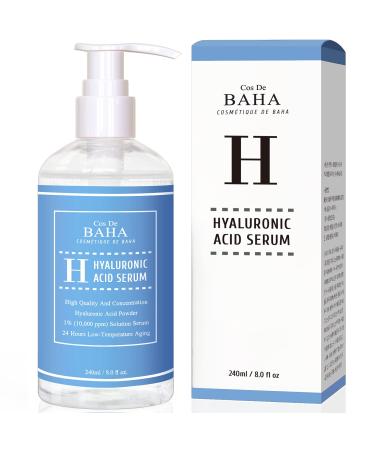 Pure Hyaluronic Acid 1% Powder Serum for Face 10,000ppm - Anti Aging + Fine Line + Intense Hydration + facial moisturizer + Visibly Plumped Skin + Prevent Bladder Pain 8 Fl Oz