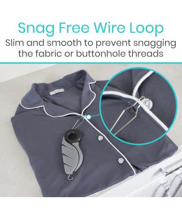 Vive Button Hook with Finger Hole - Zipper Gripper Pull Helper for Arthritis & Limited Mobility - Dressing Aid Tool for Independent Living - Dexterity Handle Grip - Black - Buy Online on GoSupps.com