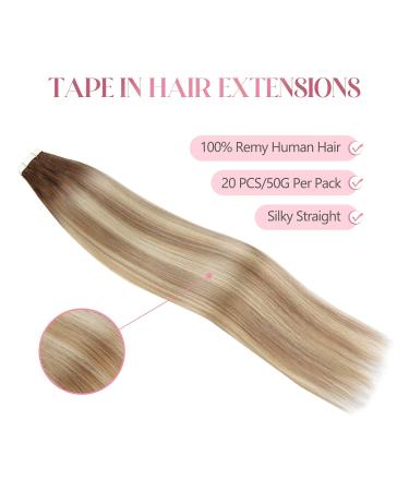 Buy Sixstarhair Tape In Hair Extensions - Real Hair 20 Pieces 50g Silky Smooth 55cm #3/8/613 Invisible and Rooted International Shipping Available - Buy Online on GoSupps.com