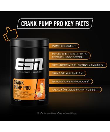 ESN Crank Pump Pro - Peach Iced Tea 450g | Pre Workout Booster for Maximum Muscle Pump & Performance | Tested Quality Made in Germany - International Shipping Available - Buy Online on GoSupps.com