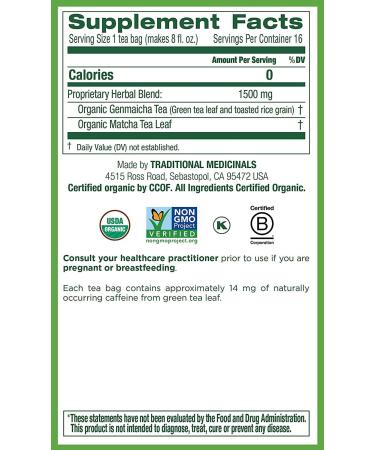 Traditional Medicinals - Organic Green Tea Matcha (Pack of 6) - Traditional Japanese Green Tea - Energizing & Uplifting - 96 Tea Bags Total Green Tea Matcha 16 Count (Pack of 6) - Buy Online on GoSupps.com