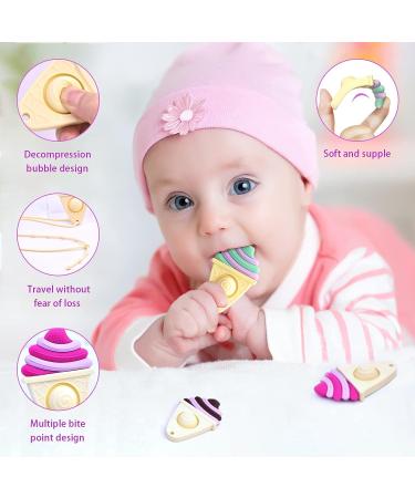 FATEORT Ice Cream Teething Toy - BPA Free Silicone Chew Toy for Babies 6-12 Months | Christmas Gift for Baby Relief | 6+Months Baby Gum Discomfort | Rose - Buy Online on GoSupps.com
