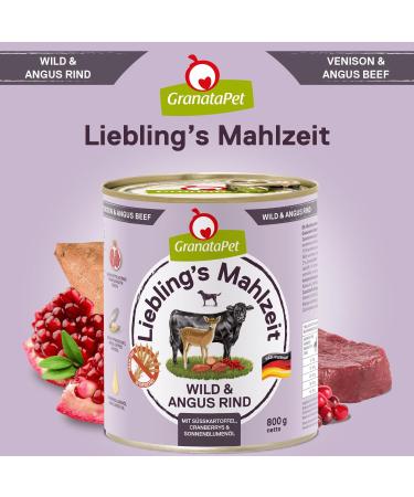 Granatapet Liebling's Meal Wild & Angus Beef - Grain-Free Sugar-Free Wet Dog Food (6 x 800g) - Premium Single Feed for Healthy Dogs - Buy Online on GoSupps.com