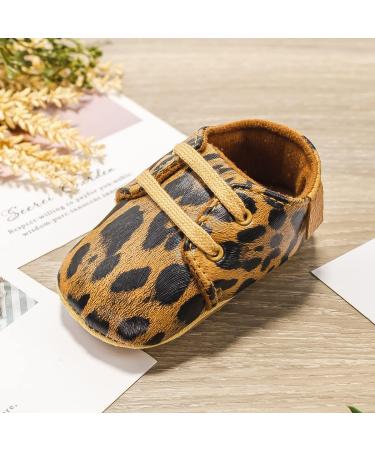 Infant First Walking Shoes - Anti-Slip Oxford Flats for Baby Girls & Boys (0-6 Months) in Leopard Print - Buy Online on GoSupps.com