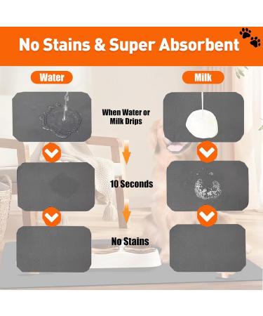 High-Quality Slide-Resistant Dog Bowl Pad - 60x40cm Super Absorbent & Quick-Drying Mats for Cats & Dogs | Dark Gray - Set of 2 - Buy Online on GoSupps.com
