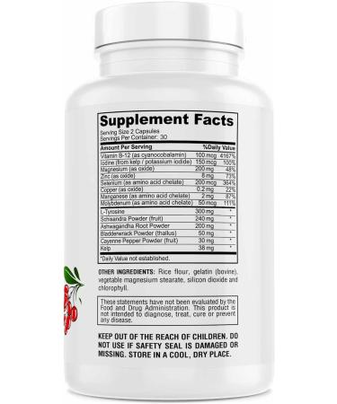 Thyroid Support Supplement - Advanced Non-GMO Formula with Iodine | Boost Metabolism & Energy | 60 Capsules - Buy Online on GoSupps.com