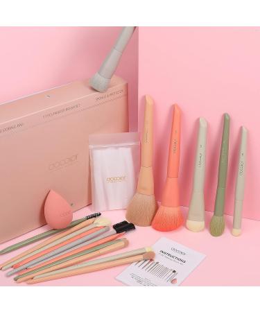 Docolor 17Pcs Morandi Makeup Brushes Set with Bag, Sponge & Protector - Professional Face Powder Blush Eye Shadow Kit - Premium Gift Box - Buy Online on GoSupps.com