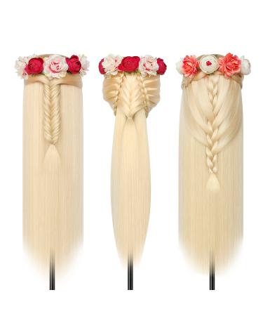 28-Inch Synthetic Hair Styling Training Head for Hairdressers - Free DIY Braided Set Included (Blond) - Buy Online on GoSupps.com