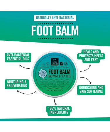Our Tiny Bees Two Mint and Tea Tree Foot Balm 45ml - Natural Foot Balm for Cracked Heels and Dry Feet Antibacterial and Moisturising Foot Care. Hydrating Foot and Heel Balm Treatment. - Buy Online on GoSupps.com