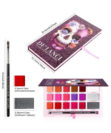 DE'LANCI 18-Color Lipstick Palette | Soft Moisturizing Long Lasting Matte Lipstick Set with Brush & Mirror | Smudge Proof Metallic & Glitter Lip Makeup - Buy Online on GoSupps.com