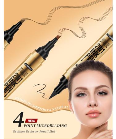  BEENLE Eyebrow Pencil Dual Ended Eyebrow Pen 2-in-1 waterproof and long-lasting eyebrow pencil eyebrow makeup for natural and hair-like brows (02# dark brown + black eyeliner) - Buy Online on GoSupps.com
