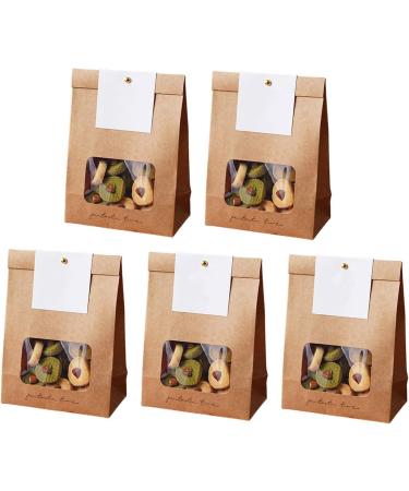 Set Of 50 Convenient Paper Bags For Bread Clear Window Cookie Packaging Bag Practical Food Package Bag For Parties Yellow - Buy Online on GoSupps.com