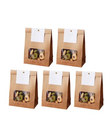 Set Of 50 Convenient Paper Bags For Bread Clear Window Cookie Packaging Bag Practical Food Package Bag For Parties Yellow