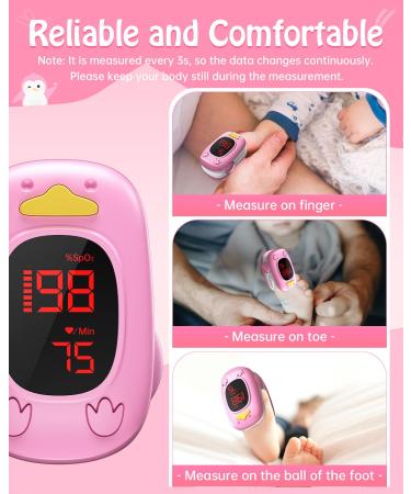 Child Pulse Oximeter for Kids | Fingertip Oxygen Meter with Battery & Lanyard - Pink - Buy Online on GoSupps.com