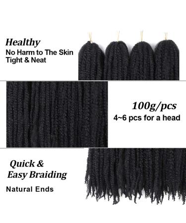4 Packs Afro Kinky Braiding Hair Extensions - 20 Inch Black Synthetic Twist Crochet Braids - Buy Online on GoSupps.com