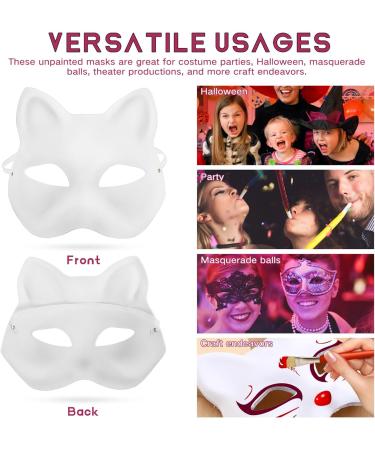 Buy Ifundom Cat Mask - 5 Pack DIY Hand-Painted White Paper Mache Masks for Masquerade & Costume Accessories - International Shipping - Buy Online on GoSupps.com