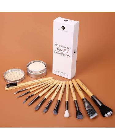 Essential SFX Makeup Brush Kit - 12 Piece Professional Set for Special Effects Makeup - Includes Vanilla Fragrance Brush Soap & Standing Bag - Ideal for Film Theater & Halloween - Buy Online on GoSupps.com