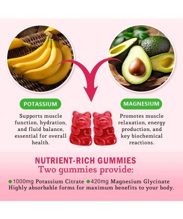 2 Pack Potassium Magnesium Gummies High Absorption Magnesium Potassium Supplement with Vitamin B6 for Leg Cramps & Muscle Health Strawberry 120 Count Strawberry 60 Count (Pack of 2) - Buy Online on GoSupps.com