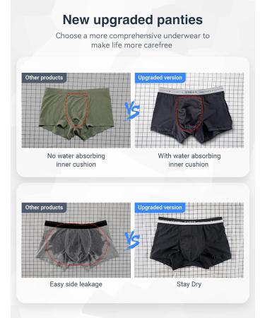 Buy Men's Incontinence Pants - Comfortable Washable Boxers with 80ml Absorption - Size L in Black - Buy Online on GoSupps.com