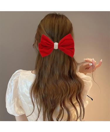 Red Hair Bow Hair Clip Velvet Hair Bows for Women Big Bowknot Hairpin Vintage French Large Hair Barrettes Hair Accessories for Women Girls Headdress Gifts - Buy Online on GoSupps.com