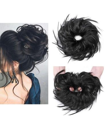 XXL Hairpiece Extensions Bun Hair Tie with Hair Straight Hair Bun Updos Hair Extension for Women 45g Dark Black