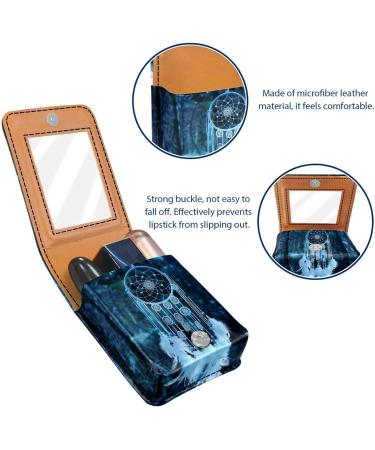 Travel Lipstick Organizer Case | Portable Makeup Bag with Mirror | Forest White Feather Dream Catcher | International Shipping Available - Buy Online on GoSupps.com