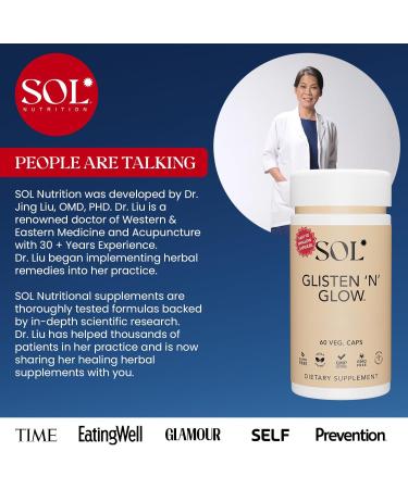 Sol Nutrition Glisten N Glow Supplement: Skin Vitamins for Women Biotin, Collagen & Skin-Loving Vitamins A, B, C, E for Clear Complexion & Youthful Glow, 60 Easy to Swallow Capsules - Buy Online on GoSupps.com