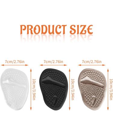 Forefoot Cushion Inserts for High Heels - Reusable Gel Shoe Inserts for Pain Relief | 6 Pairs - Black - Buy Online on GoSupps.com