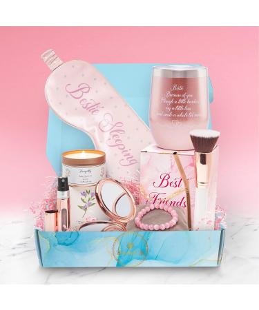 Best Friend Gift Basket for Teenage Girls - Birthday Gifts for Women - Pink Tumbler, Perfume Atomizer, Mirror, Sleep Mask, Candle & More - Buy Online on GoSupps.com