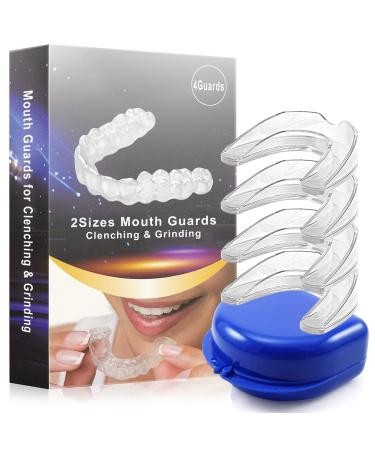 Mouth Guard for Grinding Teeth - Mouth Guard for Clenching Teeth at Night BPA Free New Upgraded Dental Night Guard Stops Bruxism for Adults & Kids 2 Sizes Pack of 4 (2 Pairs)