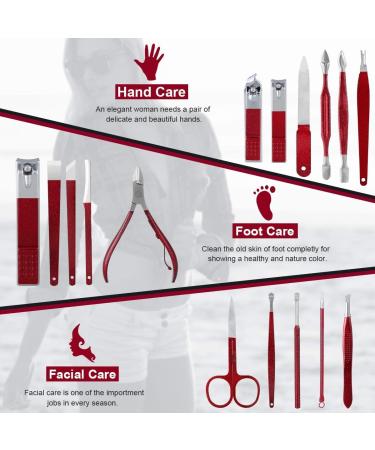Professional 16-Piece Manicure Set - Stainless Steel Nail Clippers & Pedicure Tools for Women in Ruby Red - Ideal for Travel or Home Grooming - Buy Online on GoSupps.com
