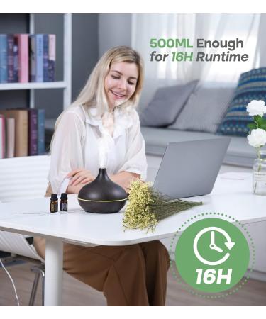 500ml Aromatherapy Oil Diffuser - 6 Essential Oils 7 LED Colors Quiet & BPA-Free - 16H Runtime Auto Off Perfect for Home Use - Buy Online on GoSupps.com