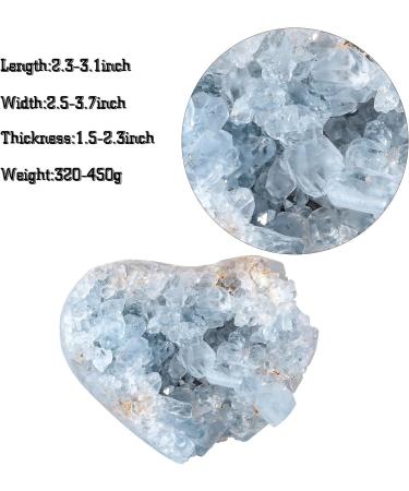 Natural Celestite Heart Shaped Healing Crystal Cluster - 1pc, 320-450g - Romantic Gift, Home Decor - Reiki Gemstone Specimen - Buy Online on GoSupps.com