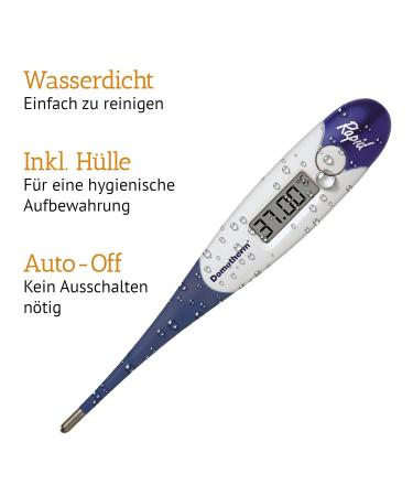 Domotherm Rapid Digital Fever Thermometer for Babies & Children - Accurate 2 Decimal Places Memory Function Flexible Tip - Fast International Shipping - Buy Online on GoSupps.com