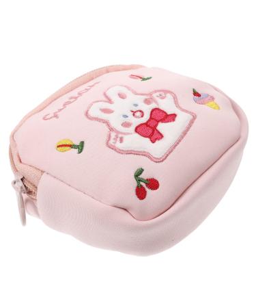 DOITOOL Pink Reusable Bag Sanitary Menstrual Pocket Period Holder Makeup Liner Women Organizer Nursing Small Bear Pouch Cotton Washable Girl Mat Tampon Portable Travel Napkin Pad Coin Pink 1 Count (Pack of 1)