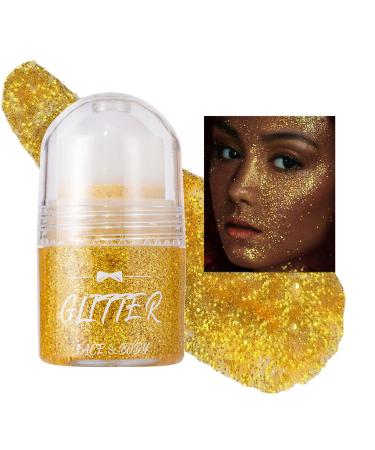 EONFAVE EONFAVE Roll-on Body Glitter Gel Body Glitter Face Liquid Festival Accessory Holographic Painting Halloween Makeup Rave Party (08Gold)