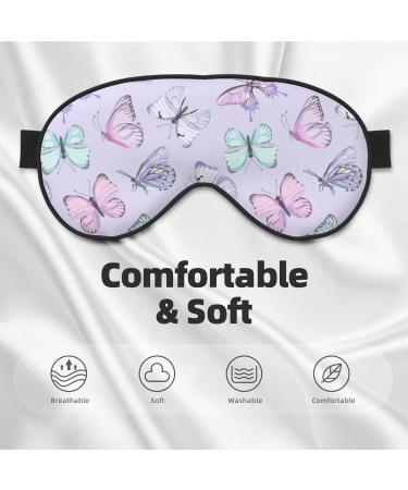 Purple Butterfly Print Sleep Eye Mask - Soft Blindfold with Elastic Strap for Travel & Night Sleeping - Buy Online on GoSupps.com