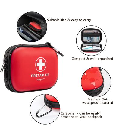 Mini First Aid Kit - 120 Piece Waterproof Medical Kit for Car Home Travel & Outdoor - Emergency Supplies (Red - Buy Online on GoSupps.com
