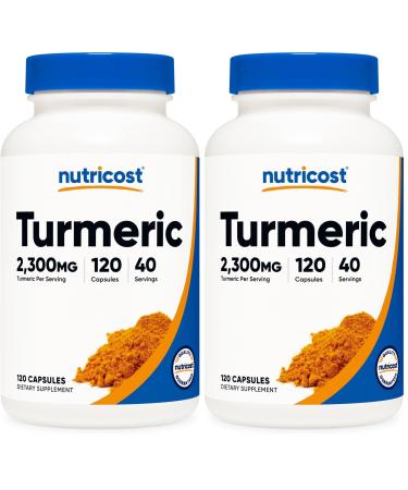 Nutricost Turmeric Curcumin with BioPerine and 95% Curcuminoids 2300mg Veggie Capsules 767mg Per Cap 40 Servings Gluten Free Non-GMO 120 Capsules (Pack of 2)