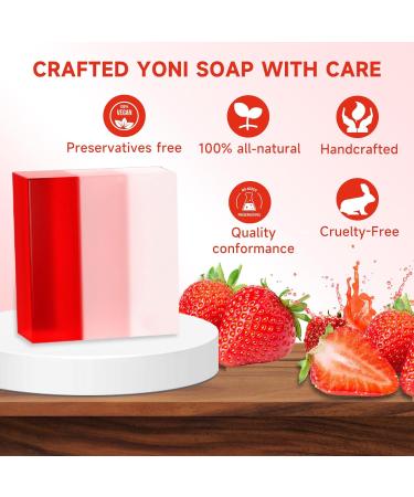 3 PCS Organic Yoni Soap Bar - Natural Feminine Wash for pH Balance Deodorant & Body Bath - Handmade Strawberry Soap for Women - Buy Online on GoSupps.com