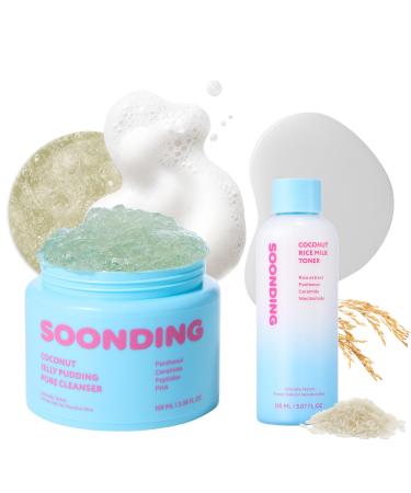 SOONDING | Coconut Jelly Pudding Pore Cleanser + Coconut Rice Milk Toner Duo