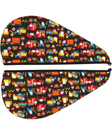 Hair Towel Wrap - Quick Drying Towel Turban with Button for Fast Hair Drying (Construction Truck Design) - International Shipping - Buy Online on GoSupps.com