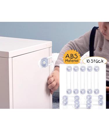 10-Piece Child Lock Set - Secure Cabinets & Drawers for Baby - Easy Adhesive Installation - No Drilling Needed - Buy Online on GoSupps.com