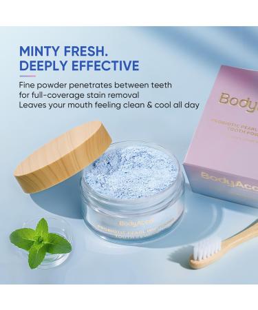 BodyAccel Teeth Whitening Powder Upgraded Probiotic Pearl Whitening Tooth Powder, Fluoride-Free Toothpaste for Coffee & Tea Stain Removal, 360 Clean Teeth, Fresh Breath - Buy Online on GoSupps.com