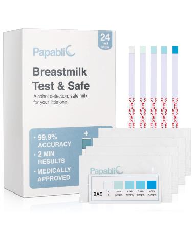 24-Count of Papablic Breastmilk Alcohol Test Strips, 2-min Quick & Accurate Detection for Alcohol in Breastmilk, Test Strips for Breastfeeding Moms at Home 24 Count (Pack of 1)