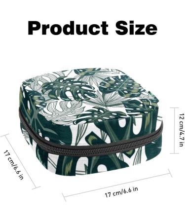 Menstrual Pad Bag with Zipper - Stylish Ladies Napkin Pouch & Tampons Collection Bag (Monstera Leaves) - Ideal for Women & Girls | International Shipping - Buy Online on GoSupps.com