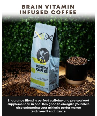 Kimera Koffee Organic Ground Coffee - 12 oz - Endurance Blend Medium Roast Ground Coffee with L-Tyrosine Vitamin B12 and Glycine - Enjoy a Rich Organic Coffee Any Time of Day - Buy Online on GoSupps.com